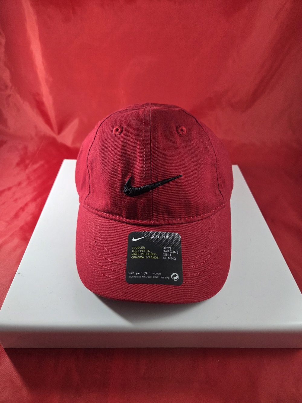 Nike Red Kids' Baseball Cap with Black Swoosh
